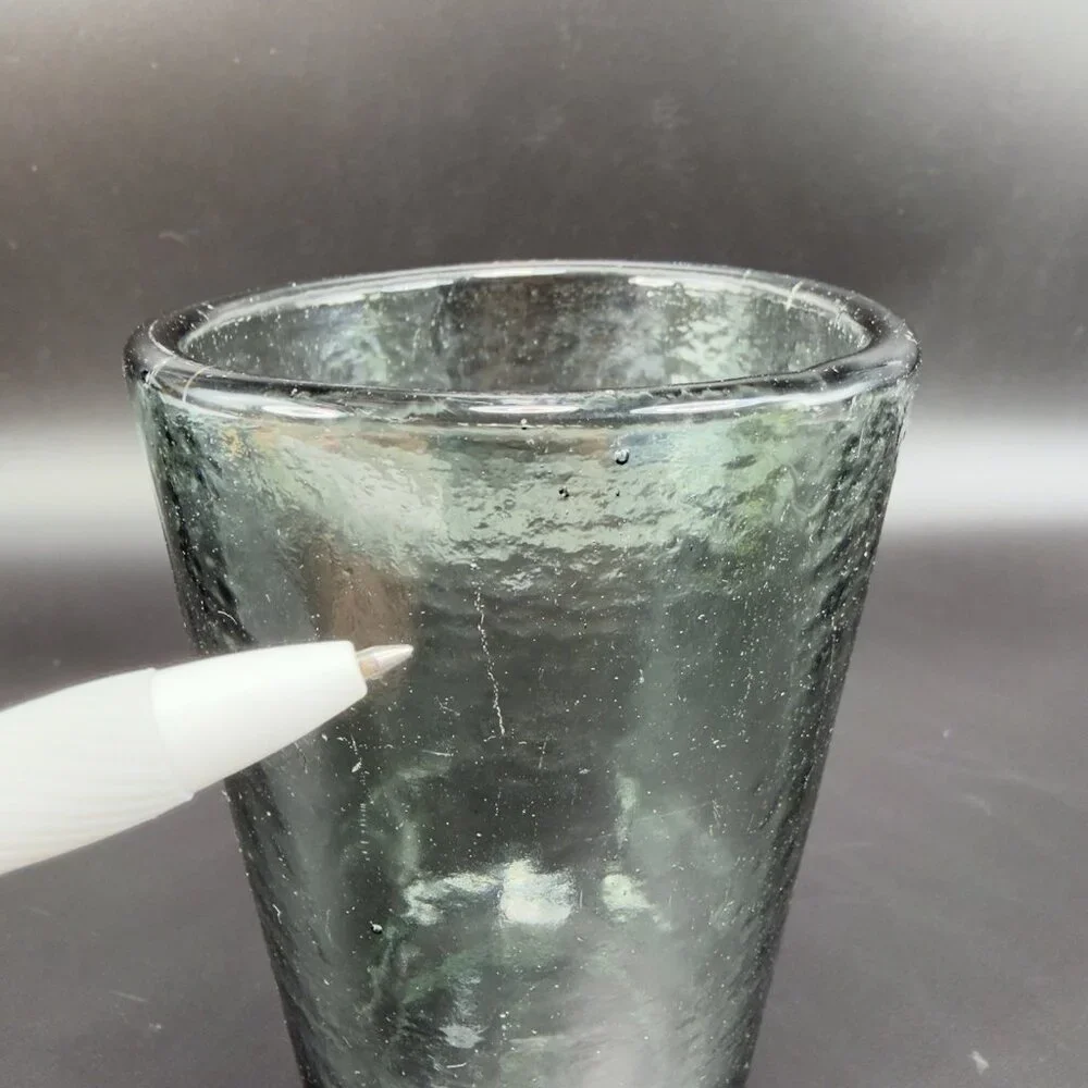 Fire and Light Recycled Glass Tumbler Charcoal Barware Glasses 4.5inch Set 2 VTG